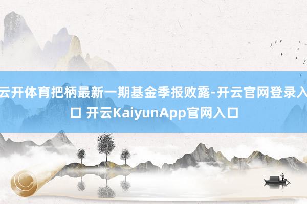 云開體育把柄最新一期基金季報敗露-開云官網(wǎng)登錄入口 開云KaiyunApp官網(wǎng)入口